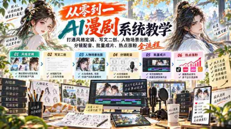 探索AI助手的神奇之旅:零基础打造个人漫剧,涵盖风格塑造、剧本创作、角色场景绘制、镜头剪辑、配音制作及热门话题引流全攻略-湘创网