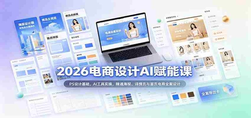 2026电商AI设计赋能教程：PS入门、AI应用技巧，全面掌握电商海报、详情页及首页全案设计-湘创网