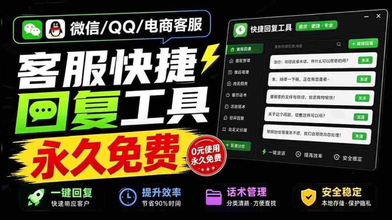 微信/QQ/电商客服快捷回复工具,支持多平台话术库与一键发送,永久免费,使用简单!易歪歪-湘创网