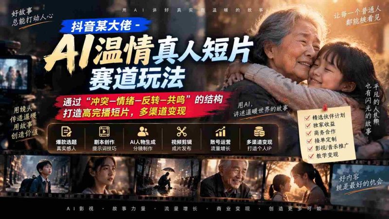揭秘抖音AI短片新玩法:运用“冲突-情感-反转-共鸣”四步曲,打造爆款高完播作品,多元变现攻略!-湘创网