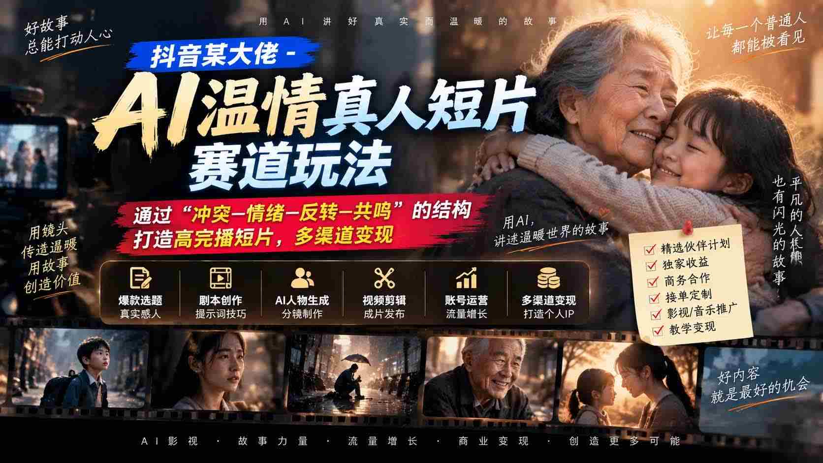 揭秘抖音AI短片新玩法：运用“冲突-情感-反转-共鸣”四步曲，打造爆款高完播作品，多元变现攻略！-湘创网