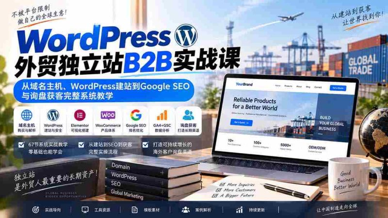 深度解析WordPress外贸B2B独立站全流程:涵盖域名注册、网站搭建、谷歌SEO优化及客户询盘获取策略教学-湘创网