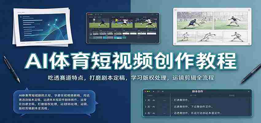 AI体育短视频创作教程：吃透赛道特点，打磨剧本定稿，学习版权处理，运镜剪辑全流程-湘创网