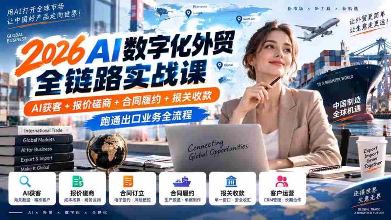 2026AI赋能外贸数字化实操培训:从AI获客到报关收款,一网打尽出口业务全环节-湘创网