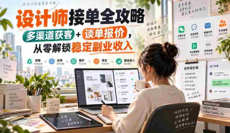 设计师副业秘籍:零水印设计订单攻略,多途径吸客谈价,开启稳定副业收入之路-湘创网