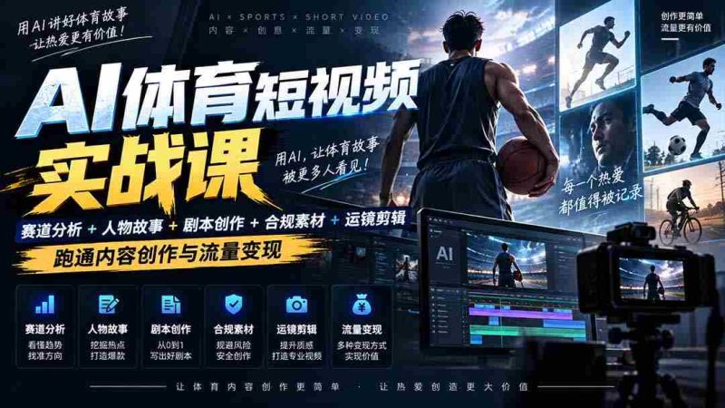AI运动短视频领域顶尖策略揭秘:深度解析+人物传奇+剧情编写+版权维护+镜头剪辑,解锁流量盈利秘籍——日入千金不是梦-湘创网