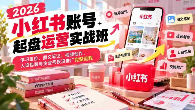 2026年小红书实战训练营：从账号搭建到内容运营，全面解锁图文、视频制作与品牌推广之道-湘创网