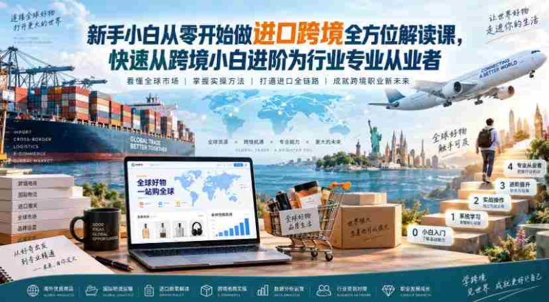 新手小白从零开始做进口跨境全方位解读课,快速从跨境小白进阶为行业专业从业者-湘创网