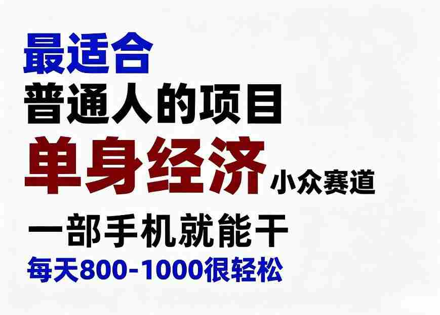身经济小众赛道,一部手机就能干,每天搞个800-1000很轻松,最适合普通人的项目【揭秘】