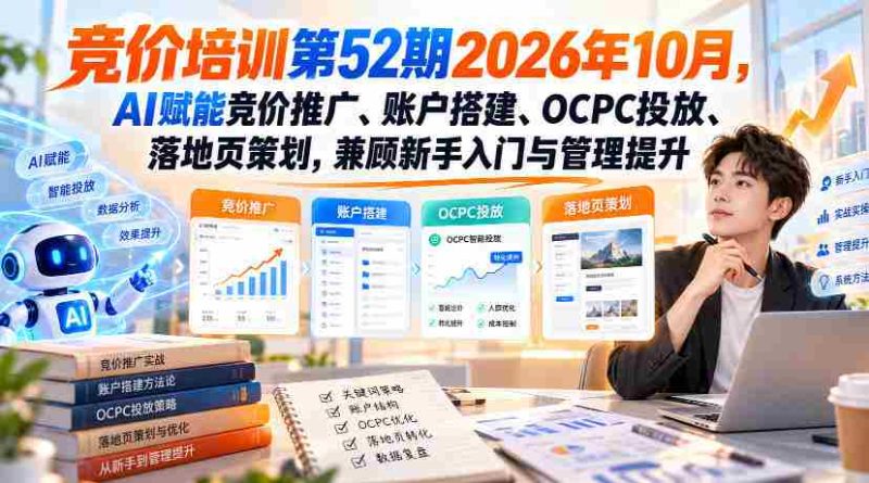 2026年10月第52期无水印竞价培训：AI助力，全面掌握推广、账户构建、OCPC投放与落地页设计，新手进阶与高手提升两不误-湘创网