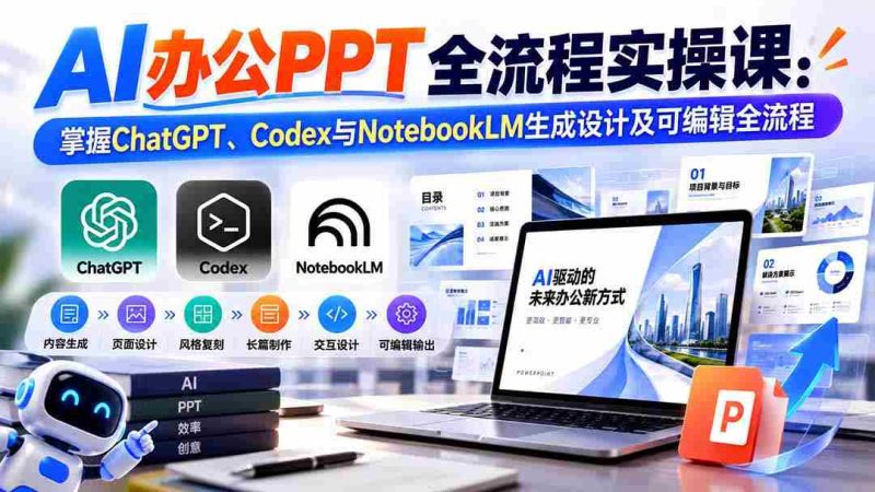 零水印】AI高效办公PPT制作指南：一课掌握ChatGPT、Codex与NotebookLM的生成与编辑技巧-湘创网