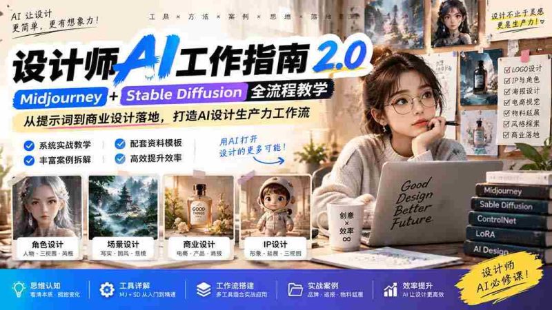 AI赋能设计艺术:设计师进阶宝典2.0 无损版课程》——思维与实操结合,释放设计潜能-湘创网