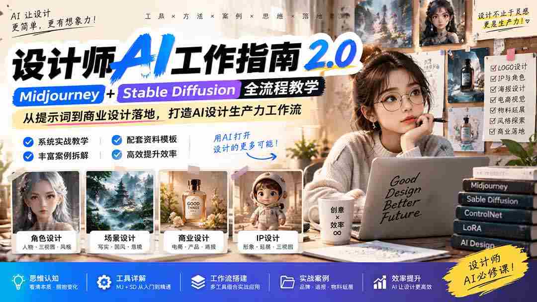 AI赋能设计艺术：设计师进阶宝典2.0 无损版课程》——思维与实操结合，释放设计潜能-湘创网