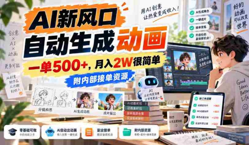 探索AI动画生成前沿,单笔收益过五千,月薪两万不再是梦,独家接单渠道大揭秘!-湘创网