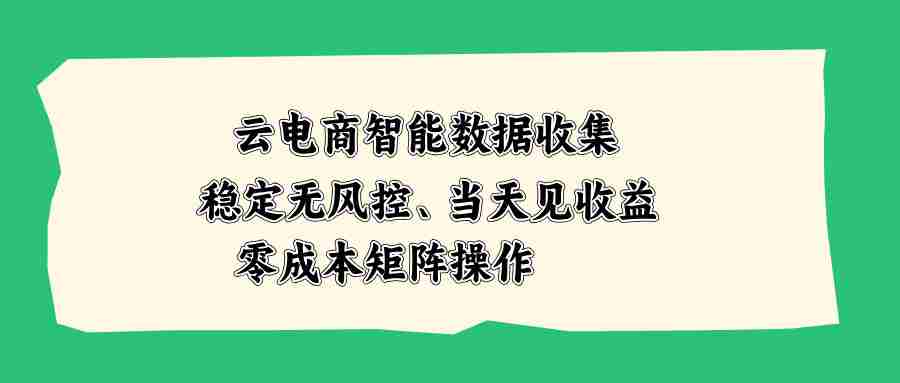 （20197期）云电商智能数据收集，稳定无风控，当天见收益，零成本矩阵操作-湘创网