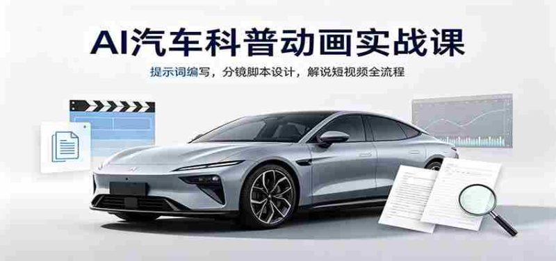 AI汽车科普动画实战课：提示词编写，分镜脚本设计，解说短视频全流程-湘创网