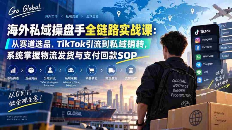 (20255期)海外私域操盘手全链路实战课:从赛道选品、TikTok引流到私域销转,系统掌握物流发货与支付回款SOP-湘创网