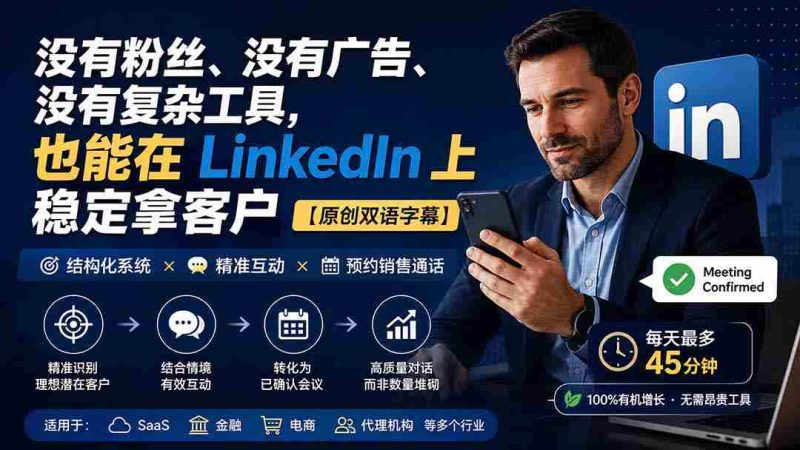 (20220期)没有粉丝、没有广告、没有复杂工具,也能在 LinkedIn 上稳定拿客户【原创双语字幕】-湘创网