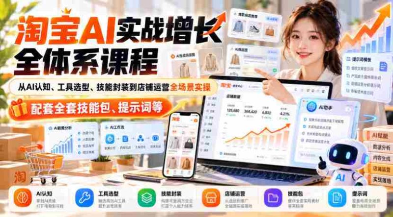 深度解析淘宝AI实战课程:涵盖认知提升、工具选择、技能构建及店铺运营全方位实战,附赠完整技能库与提示词指导-湘创网