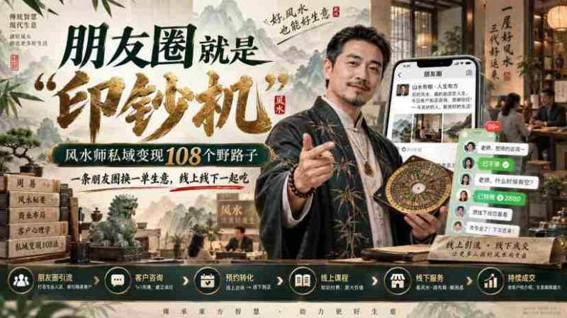朋友圈就是“印钞机”,风水师私域变现108个野路子,一条朋友圈换一单生意,线上线下一起吃【文档】-湘创网