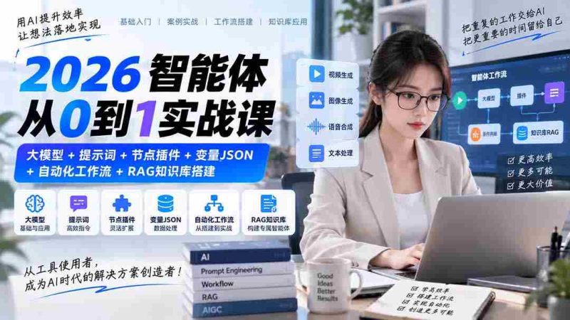 2026智能体构建全攻略:深度解析大模型、提示词、节点插件、变量JSON、自动化工作流与RAG知识库构建技巧-湘创网