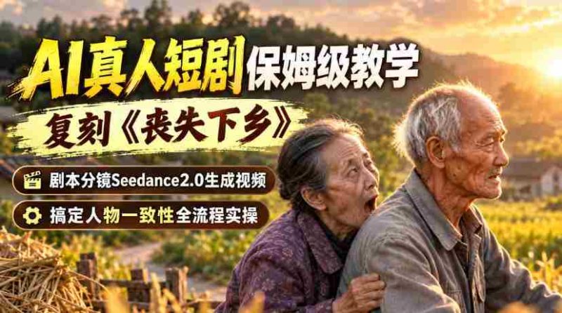 AI真人短剧保姆级教学,复刻《丧失下乡》,剧本分镜Seedance2.0生成视频,搞定人物一致性全流程实操-湘创网