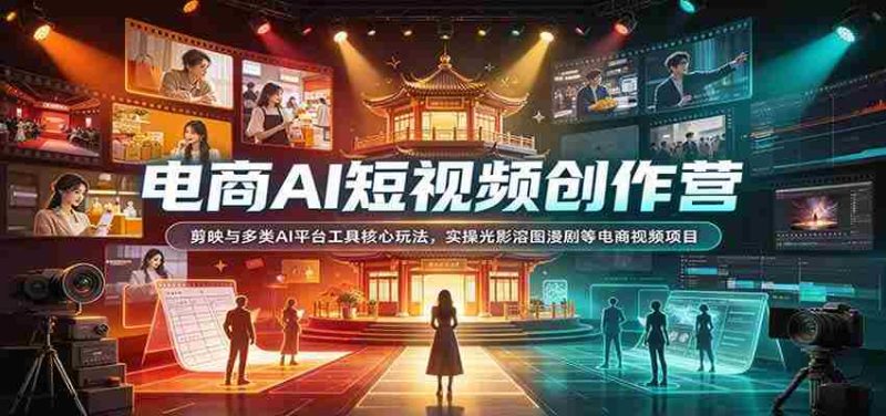 电商AI短视频创作营：剪映与多类AI平台工具核心玩法，实操光影溶图漫剧等电商视频项目-湘创网
