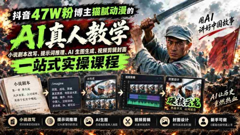 揭秘抖音47万粉丝达人猫腻动漫：AI真人漫剧制作全攻略，从剧本改写到视频剪辑，一网打尽！-湘创网