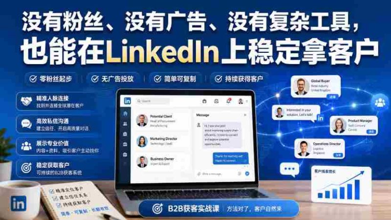 没有粉丝、没有广告、没有复杂工具,也能在LinkedIn上稳定拿客户【原创双语字幕】-湘创网