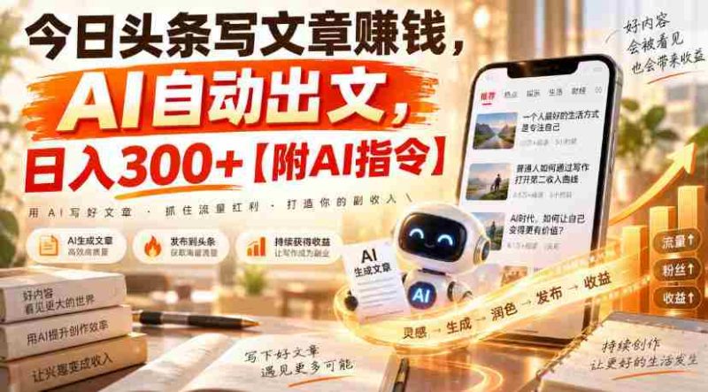 今日头条写文章賺钱,AI自动出文,日入300+【附AI指令】-湘创网