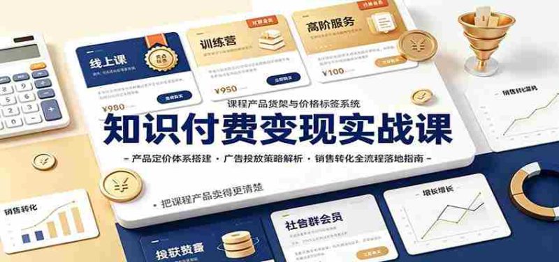 知识付费变现实战课:产品定价体系搭建,广告投放,销售转化全流程落地指南-湘创网