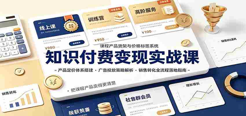 知识付费变现实战课：产品定价体系搭建，广告投放，销售转化全流程落地指南-湘创网