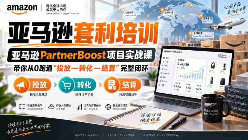 lead菌·亚马逊套利培训,亚马逊partnerboost项目实战课,带你从0跑通”投放—转化—结算”完整闭环-湘创网