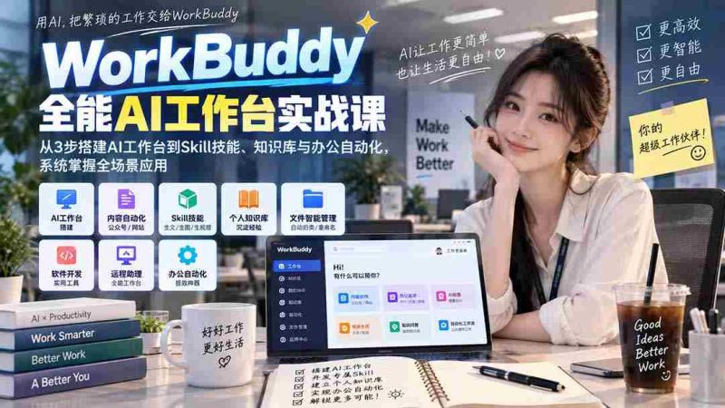WorkBuddy全能AI工作台实战课：从3步搭建AI工作台到Skill技能、知识库与办公自动化，系统掌握全场景应用-湘创网