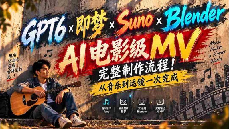AI赋能影视制作:GPT6×Suno×Blender联手打造全流程无水印电影级MV-湘创网
