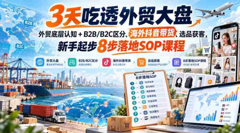 快速掌握外贸全貌：新手入门8招，深度解析B2B/B2C差异、抖音跨境销售、精准选品策略-湘创网