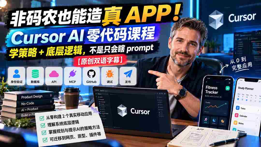 无需编程也能轻松打造APP！Cursor AI零代码教程：掌握策略与底层原理，告别盲目提示操作【双语字幕-湘创网