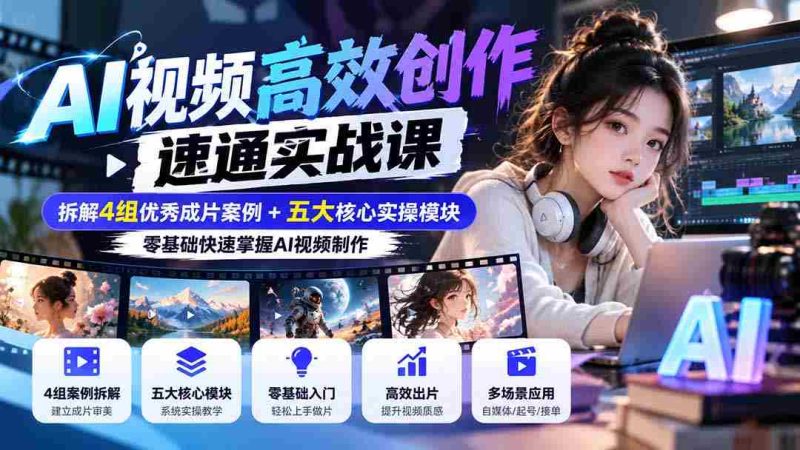 高清无痕】AI视频制作快速上手攻略:剖析四大精品作品,五大实战模块,小白也能轻松精通!-湘创网