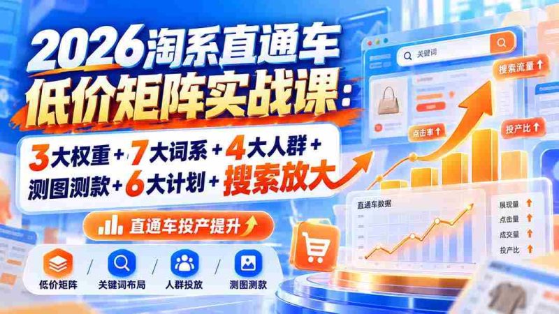 2026年淘系直通车高效策略班：揭秘三大关键权重、七大核心词系、四大精准人群、测图测款技巧、六大优化计划及搜索流量拓展-湘创网