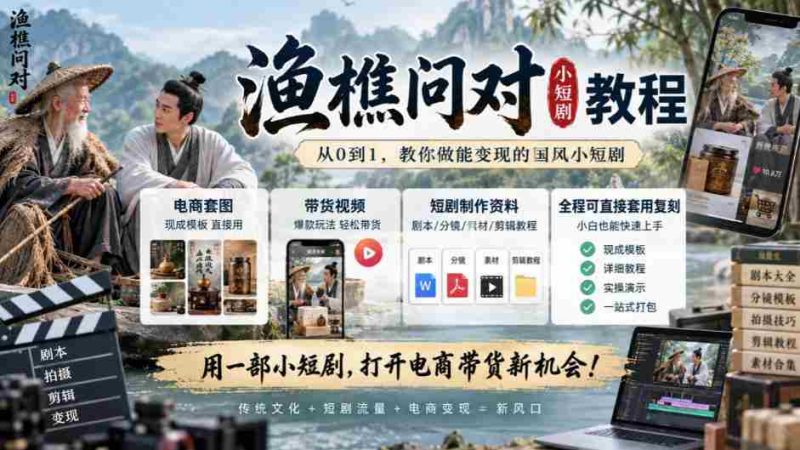 渔樵互动揭秘短视频制作攻略:涵盖电商素材、直播带货,现学现用轻松复制-湘创网