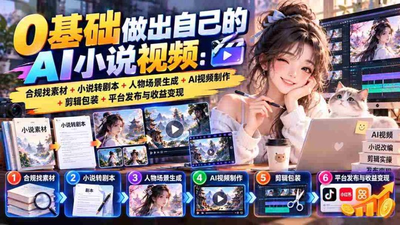 从零开始打造专属AI小说视频:合法搜集素材,小说改编剧本,塑造人物场景,AI视频创作,剪辑与包装,平台发布及收益转化-湘创网