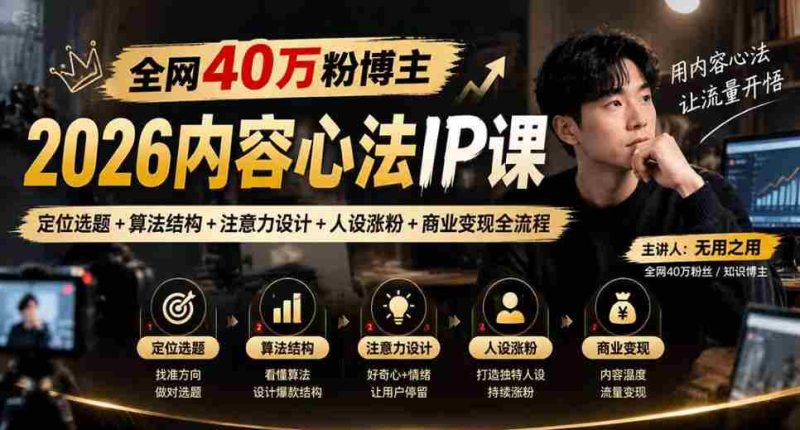 揭秘:全网40万粉丝博主亲授2026内容制胜秘诀,从选题定位到商业变现,全方位打造爆款IP-湘创网