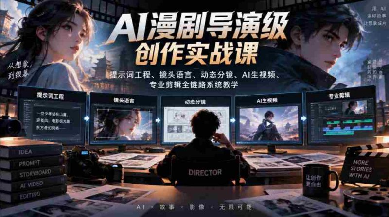 AI漫剧导演级创作实战课|提示词工程、镜头语言、动态分镜、AI生视频、专业剪辑全链路系统教学-湘创网