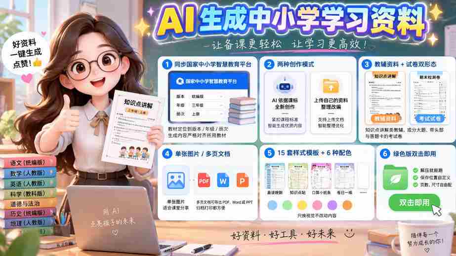 别再盲目选购教辅：紧跟国家中小学智慧平台，AI智能制作图文并茂的辅导资料与试卷-湘创网