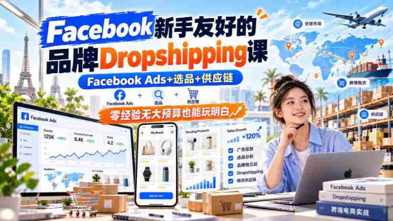 新手轻松上手Facebook Dropshipping课程,深度解析Facebook Ads、精选产品及供应链,即使零基础低预算也能掌握全流程【双语字幕教学-湘创网