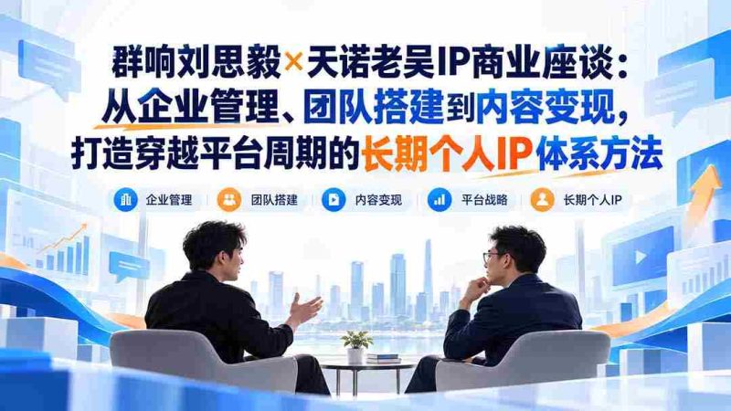 刘思毅携手天诺老吴探讨IP商业奥秘:跨越周期,构建企业、团队与内容变现的全方位个人IP策略-湘创网