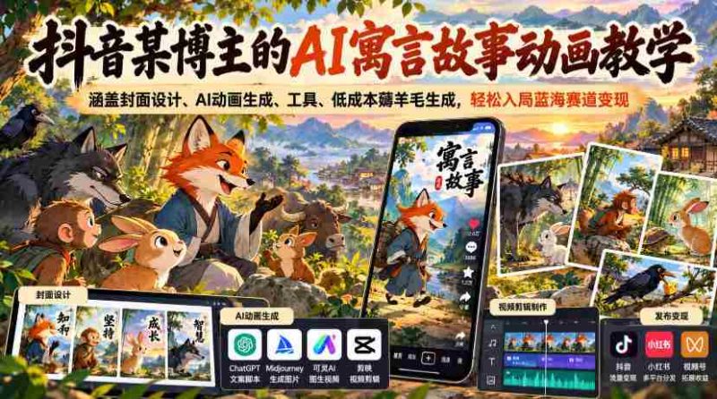 抖音博主揭秘AI寓言动画制作全流程:从封面设计到低成本高效变现攻略-湘创网