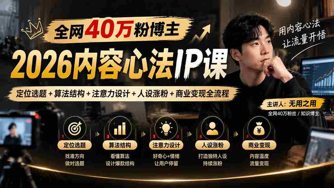 2026内容心法IP课揭秘：打造爆款选题，解锁算法密码，提升人设吸引力，全方位商业变现攻略，全网40万粉博主亲授！-湘创网