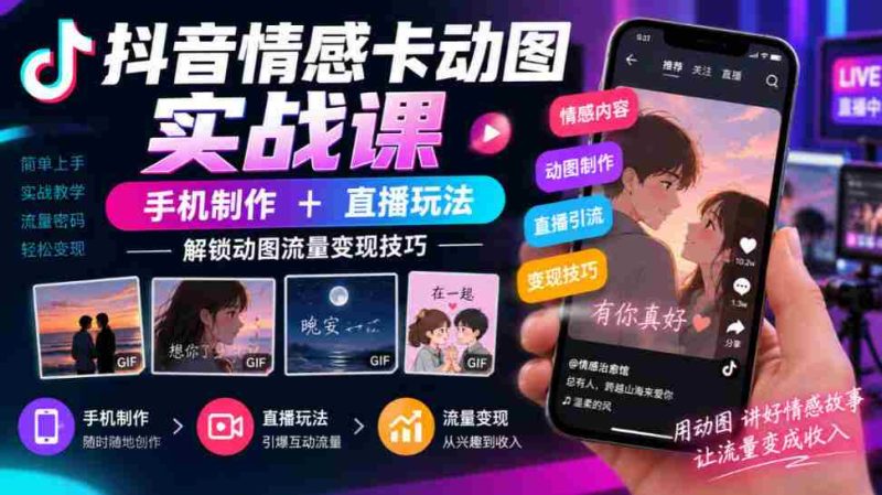 揭秘抖音情感动图制作与直播营销之道,手机操作轻松实现流量变现-湘创网
